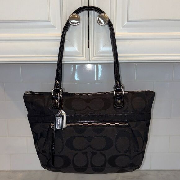 Coach Bag Purse Handbag Pocketbook Y2K Poppy Lurex Signature Logo Sateen Tote - Picture 1 of 16